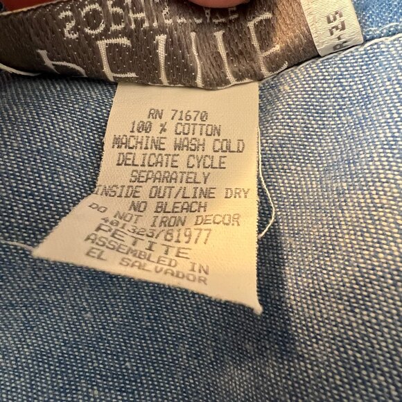 Petite Sophisticate Vintage 80s Studded Denim Structured Blouse Approx Size  S/M - Picture 3 of 9